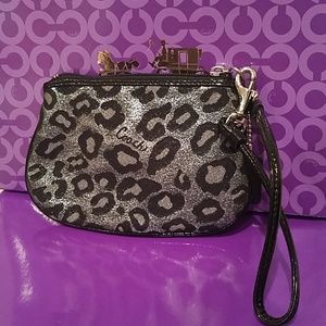 Silver and Black Animal Print Coach Wristlet